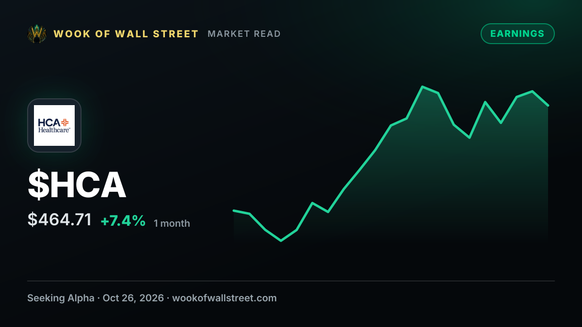 HCA Healthcare Q3 2026 Earnings Preview — $HCA one-month chart