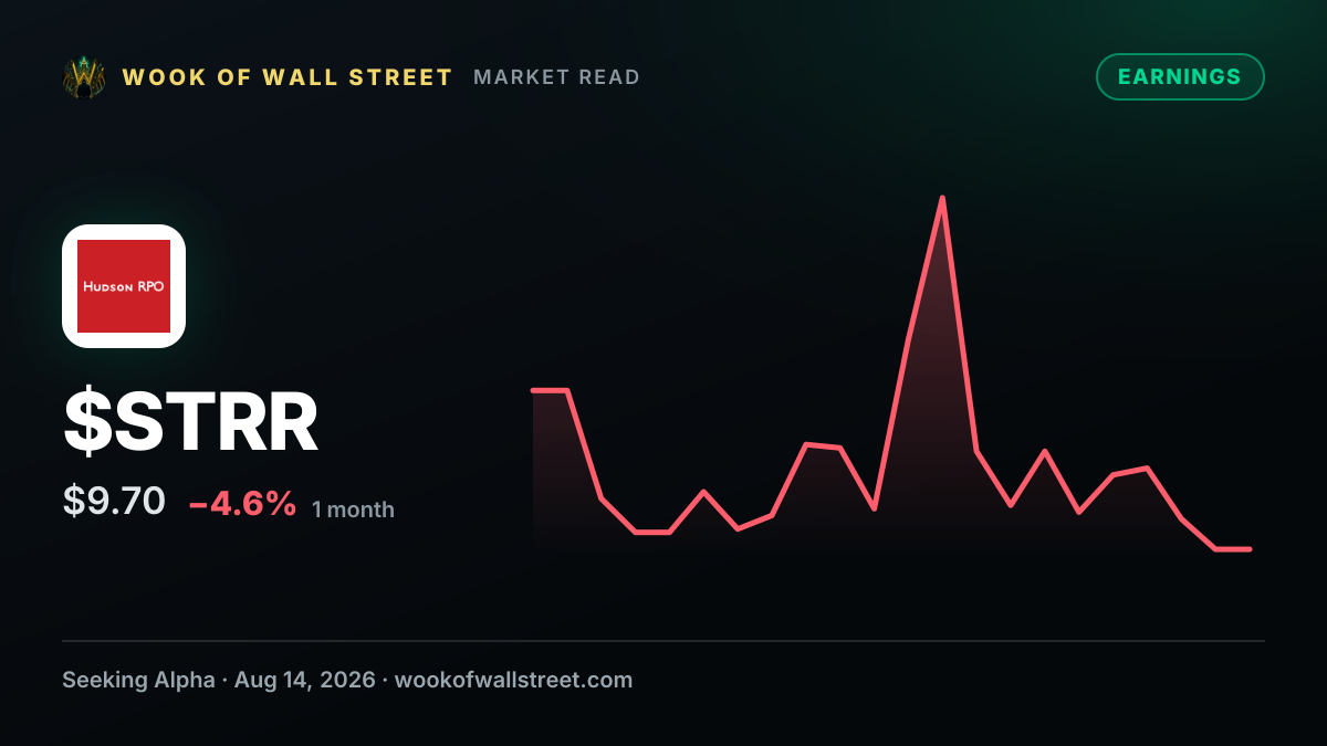 Star Equity Holdings Non-GAAP EPS of -$0.15 misses by $0.11, revenue of $54.9M misses by $2.02M — $STRR one-month chart