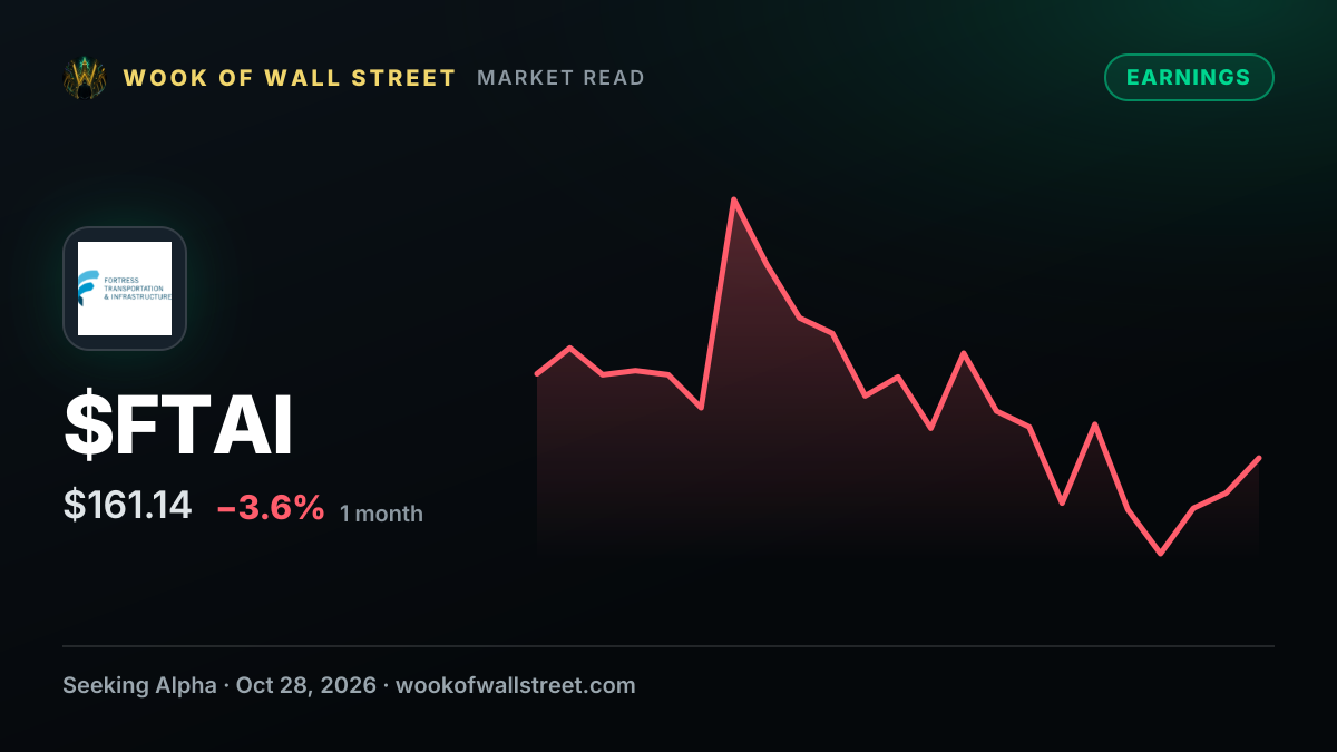 FTAI Aviation Q3 2026 Earnings Preview — $FTAI one-month chart