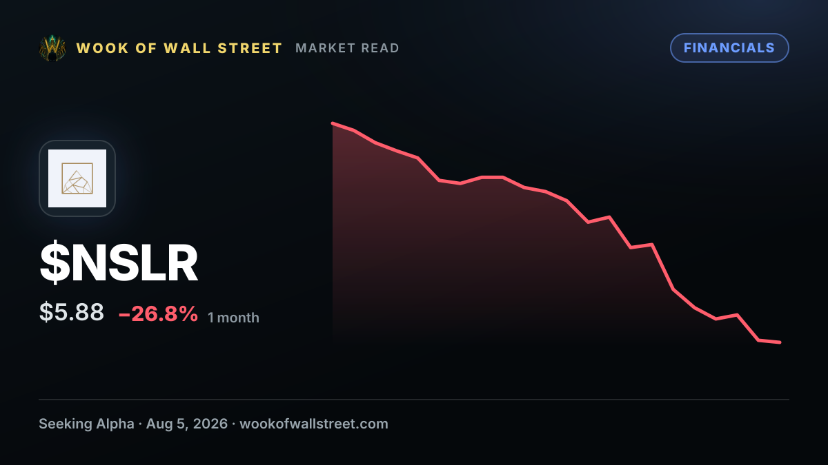 Neostellar outlines $20M Magnetar note at 6.5% interest with $230M qualifying equity trigger — $NSLR one-month chart