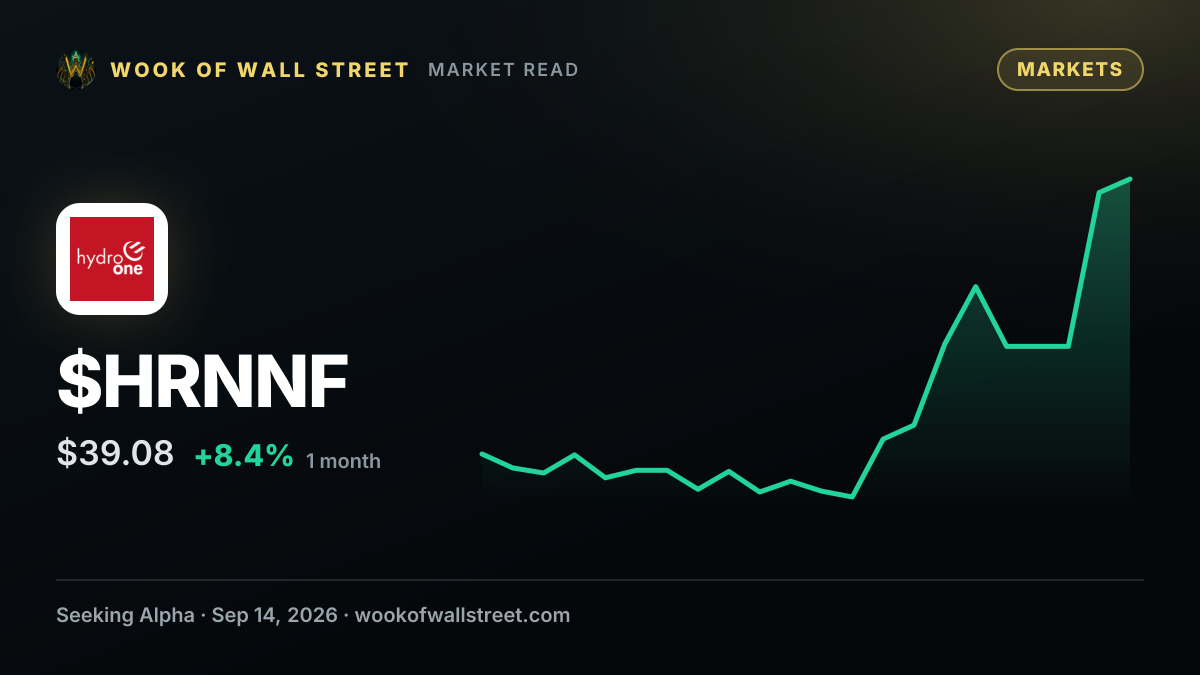 Hydro One seeks regulatory approval to build $1.3B North Shore link in Ontario — $HRNNF one-month chart