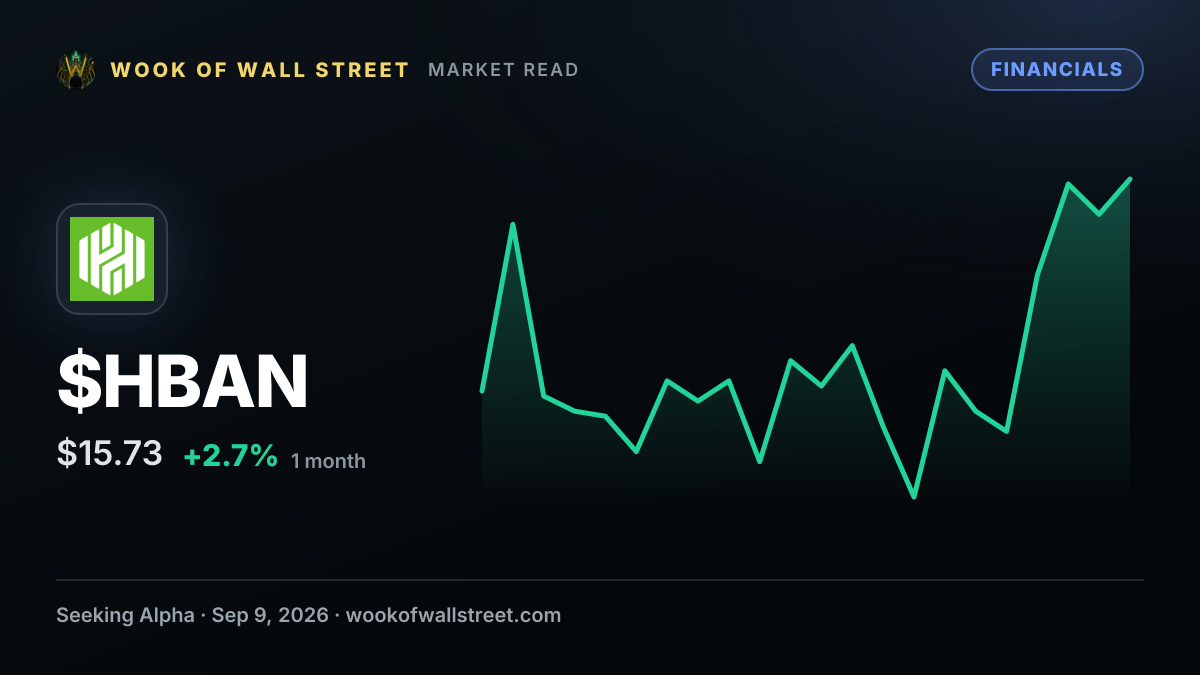 Huntington appoints Brant Standridge president; move reportedly sets him up for CEO successor role — $HBAN one-month chart