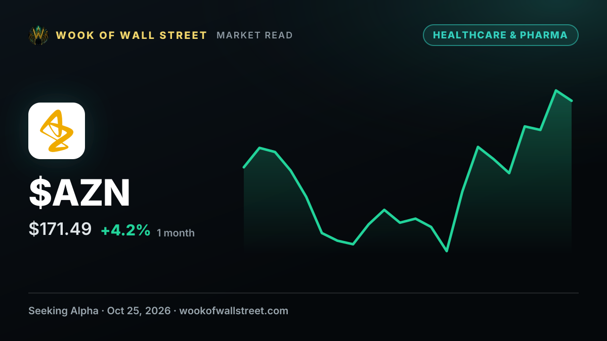 AstraZeneca stomach cancer drug doubles survival in late-stage trial — $AZN one-month chart