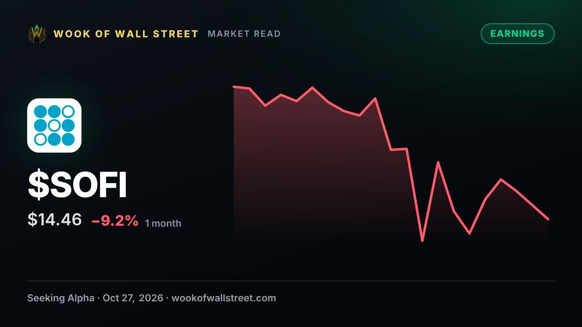 SoFi Q3 stock jumps after strong Q3 earnings beat, 2026 guidance boost, new 2027 outlook — $SOFI one-month chart