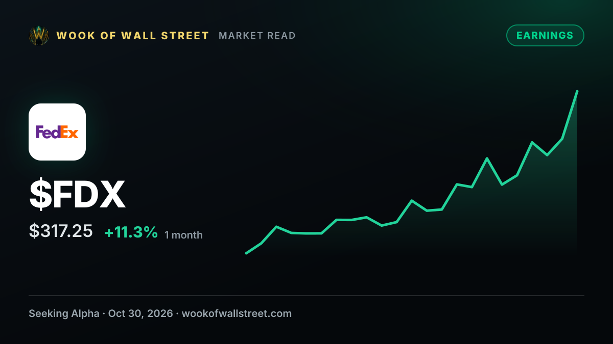 FedEx Freight rallies on Q3 results and improved outlook for transition period — $FDX one-month chart