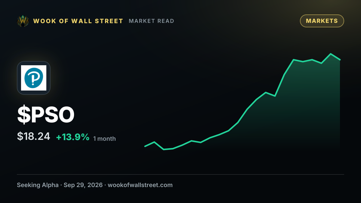 Pearson acquires Workera — $PSO one-month chart