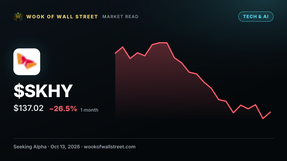 SoftBank, SK Hynix lead Asian tech sell-off amid AI investment concerns — $SKHY one-month chart
