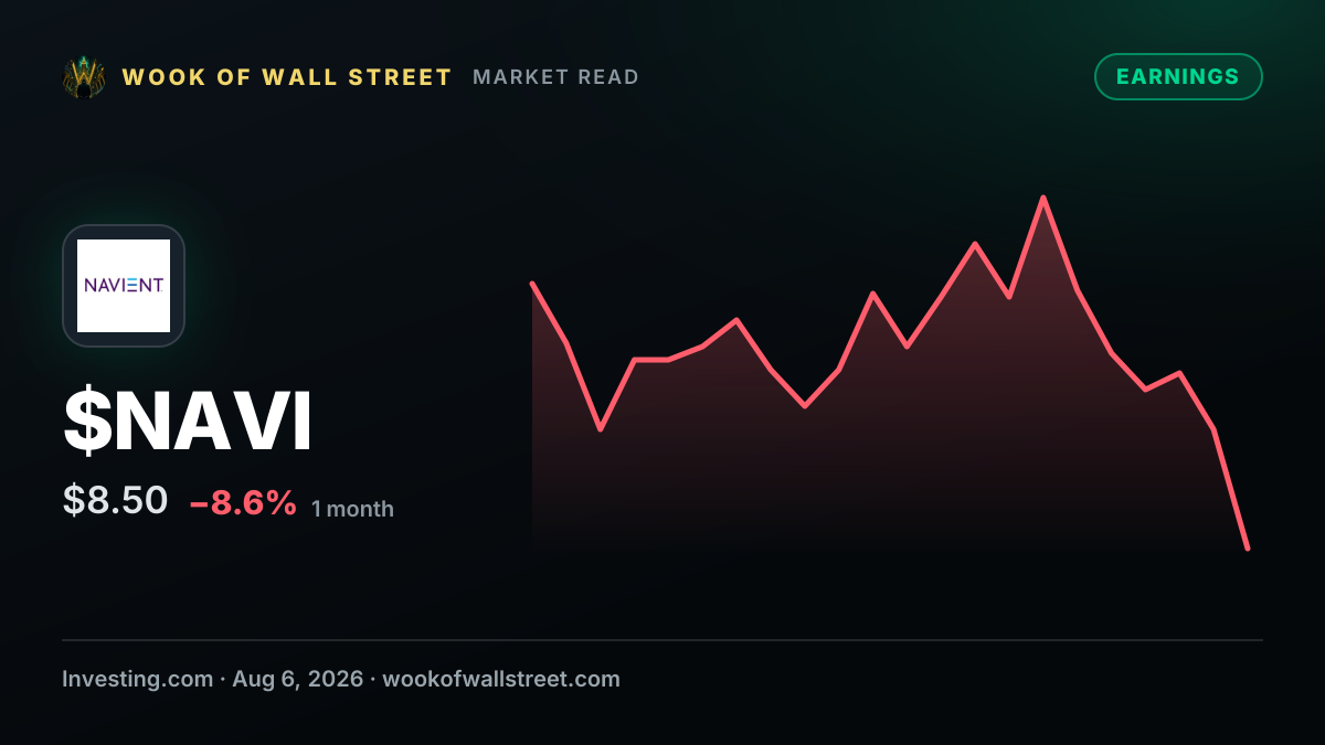 Earnings call transcript: Navient posts 45% EPS gain in Q2 2026 as stock hits high — $NAVI one-month chart