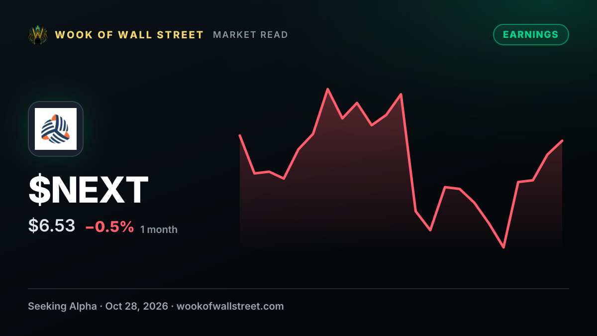 NextDecade Q3 2026 Earnings Preview — $NEXT one-month chart
