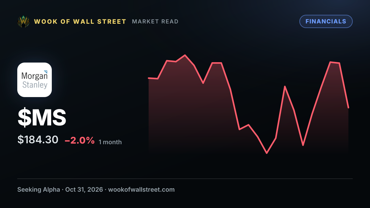 Morgan Stanley, Hyperliquid in gainers; Brazilian stocks, HSBC among decliners: week's financials warp — $MS one-month chart