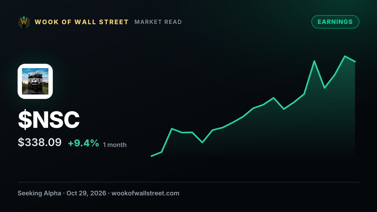 Schneider projects 2026 adjusted EPS of $1-$1.10 as it plans Norfolk Southern as primary Eastern Intermodal rail provider from January 1, 2027 — $NSC one-month chart