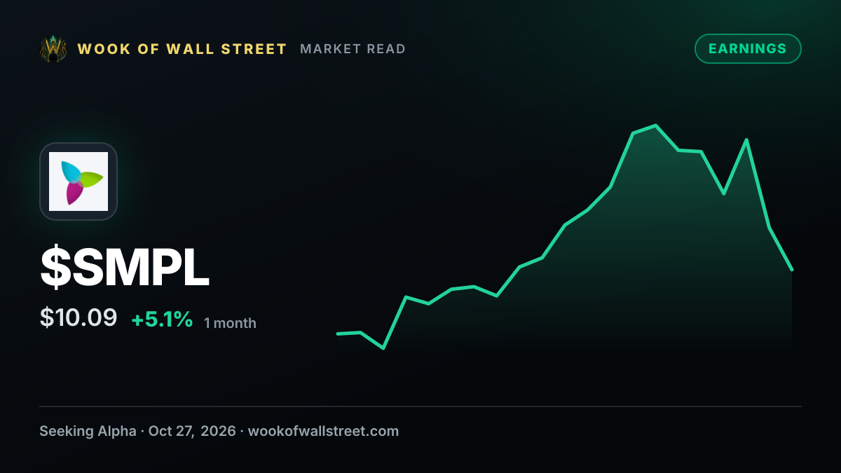 Simply Good Foods beats top-line and bottom-line estimates; gives FY2027 outlook — $SMPL one-month chart