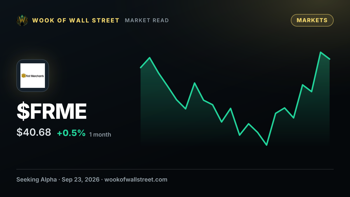 First Merchants prices $100M subordinated notes — $FRME one-month chart