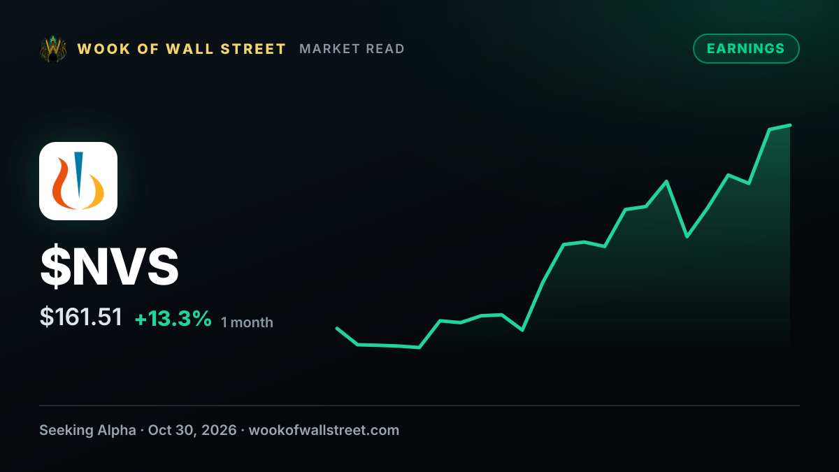 Novartis cut to Sell at Deutsche Bank in Q3 review — $NVS one-month chart