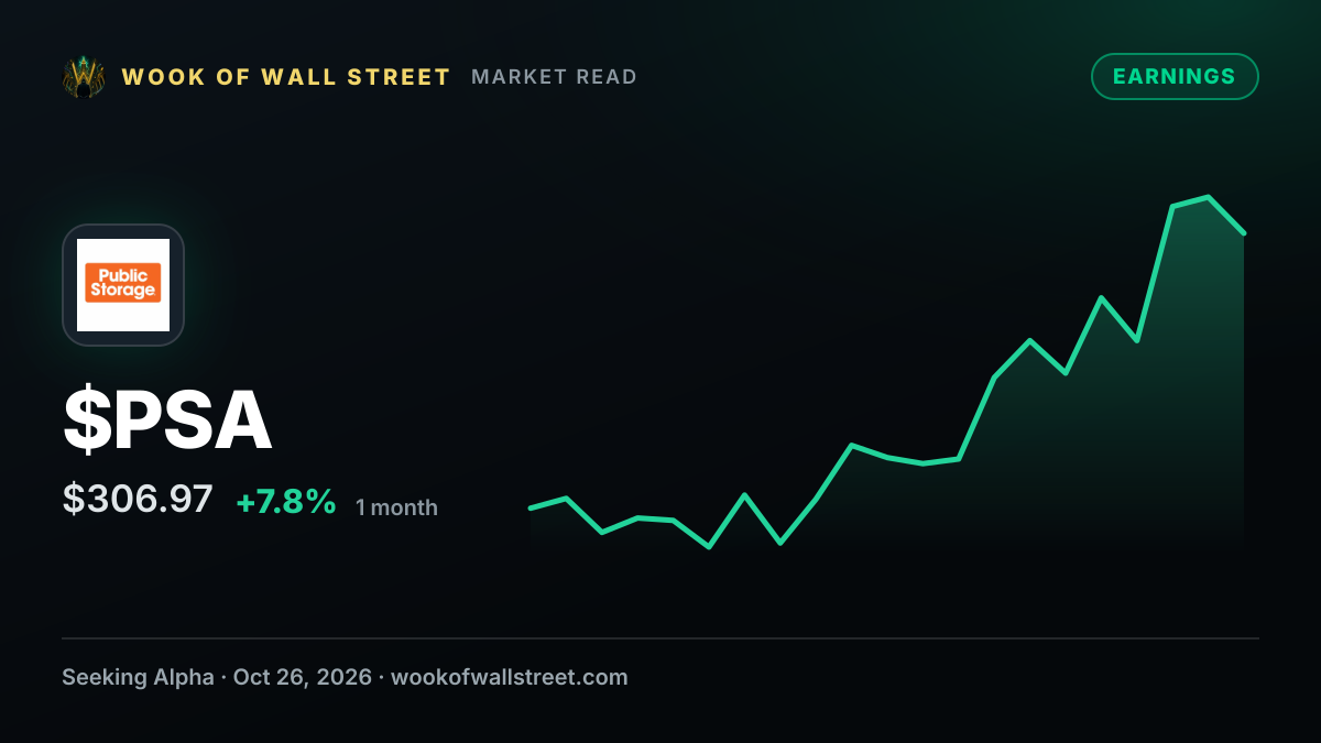 Public Storage Q3 earnings grow amid reduced churn, guidance raised — $PSA one-month chart