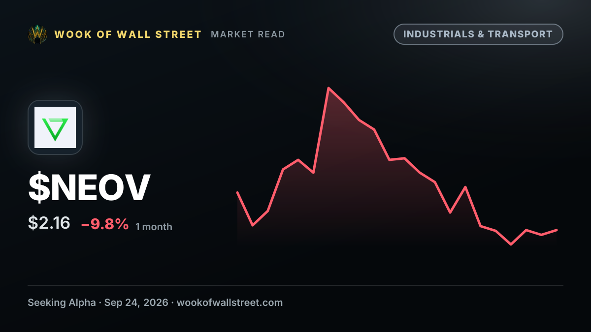 NeoVolta targets 8 GWh annual BESS capacity in 2028 as SK On deal supports up to 18 GWh of combined activity — $NEOV one-month chart