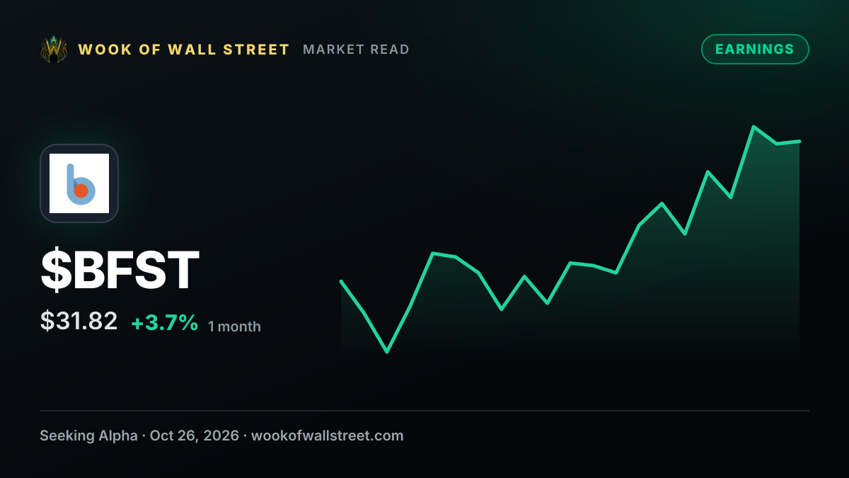 Business First Bancshares Non-GAAP EPS of $0.79 beats by $0.05, revenue of $93.1M misses by $0.15M — $BFST one-month chart