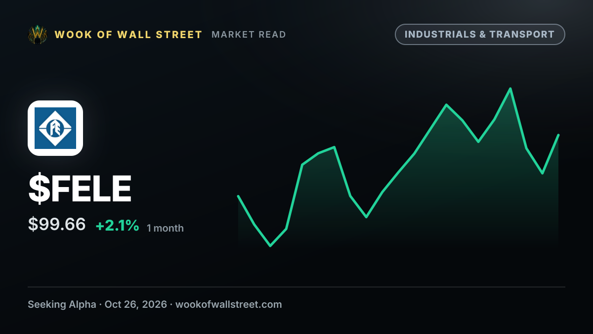 Franklin Electric declares $0.28 dividend — $FELE one-month chart