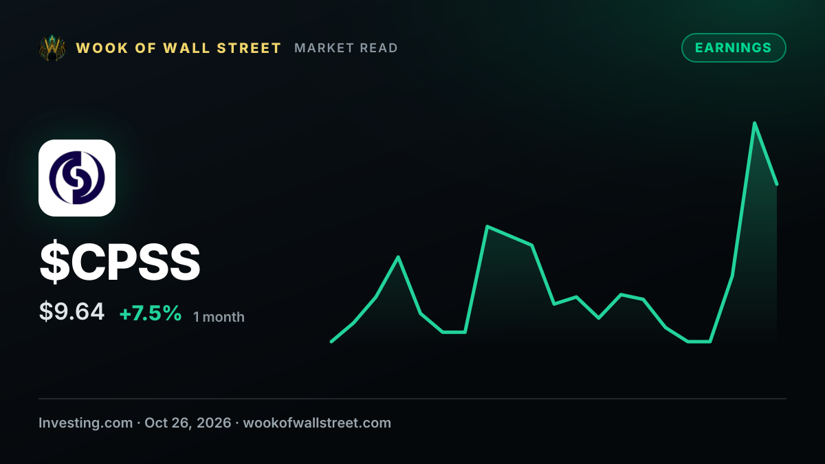 Earnings call transcript: Consumer Portfolio Services posts record Q3 2026 growth — $CPSS one-month chart