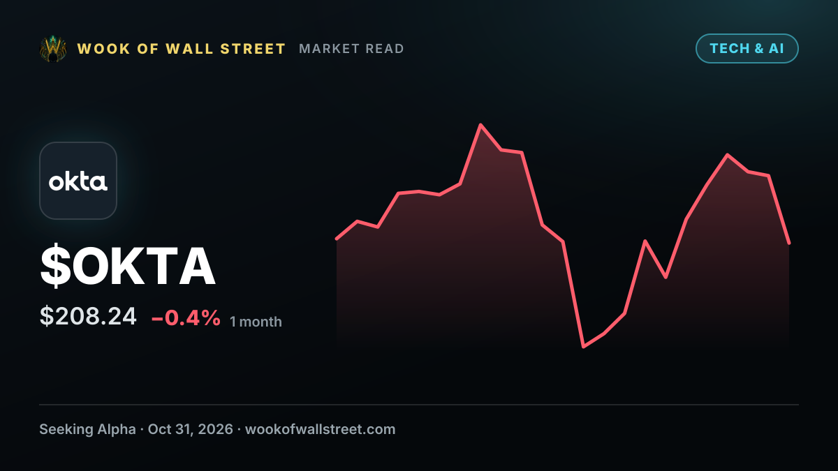 Okta to replace Kenvue in S&P 500 — $OKTA one-month chart