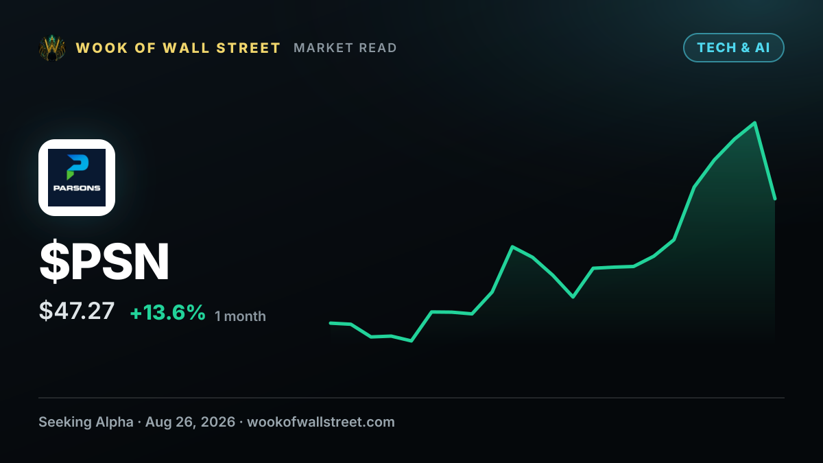Parsons awarded position on $14B COMET IDIQ to advance missile and space intelligence — $PSN one-month chart
