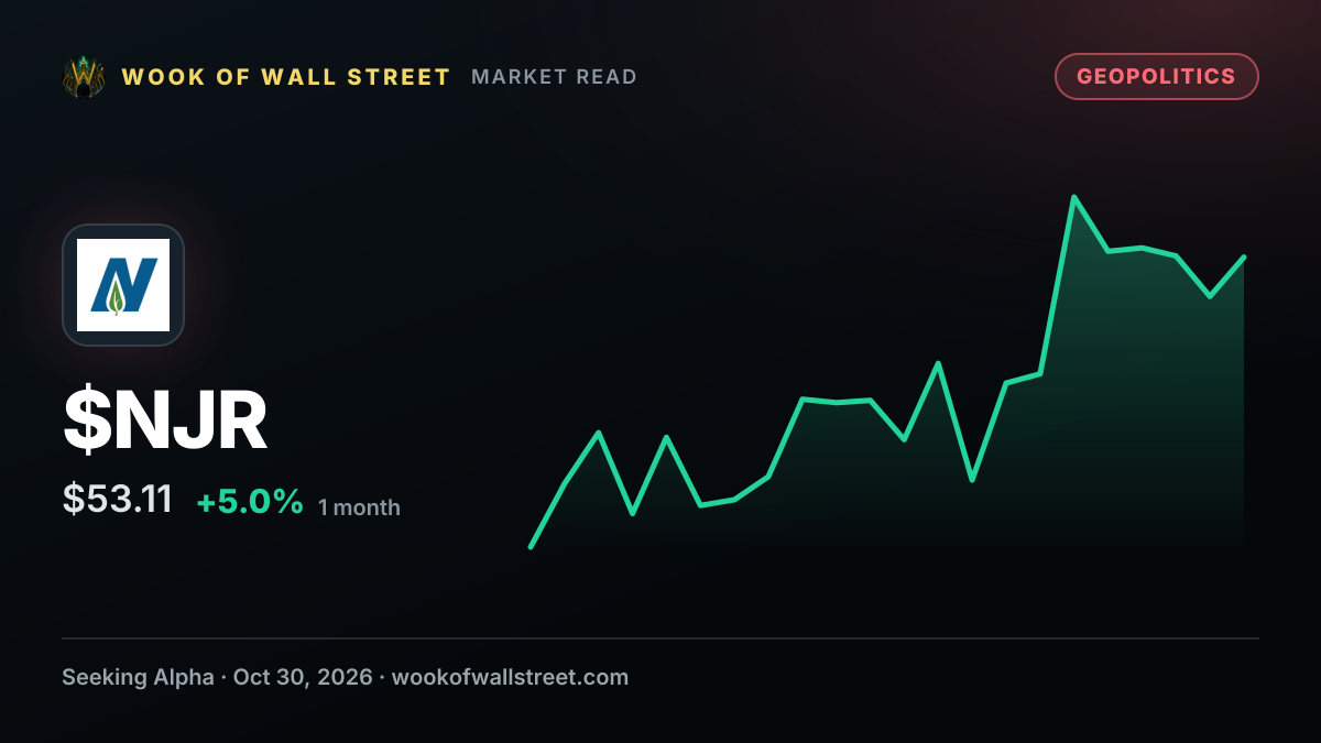New Jersey governor weighs options to block Russian diesel cargoes - report — $NJR one-month chart