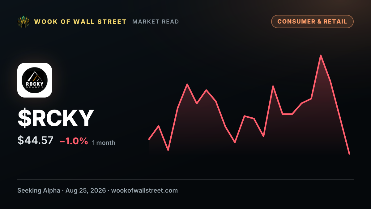 Rocky Brands leads U.S. footwear stocks as sector faces retail pressure — $RCKY one-month chart