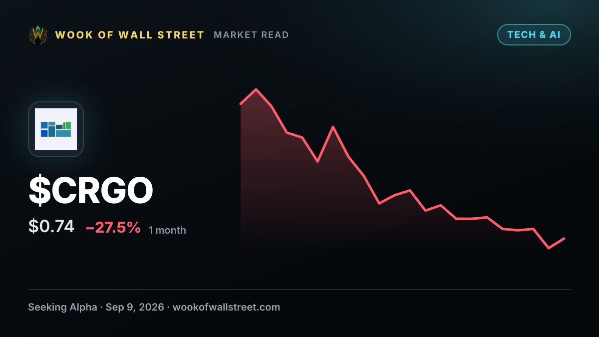 Freightos founder calls for a board reset amid share price struggle — $CRGO one-month chart
