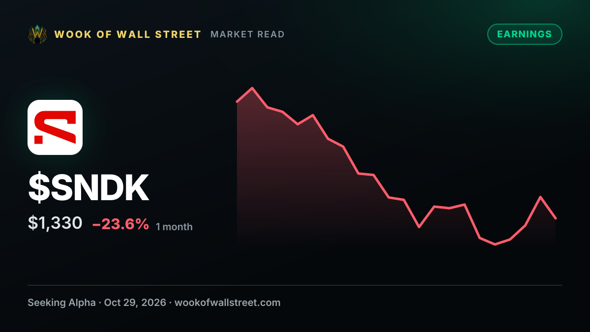 Sandisk expects Q2 FY2027 revenue of $12.2B-$12.6B as board approves 8-for-1 stock split — $SNDK one-month chart