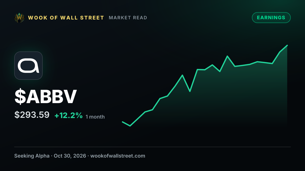 AbbVie outlines 2026 adjusted EPS of $13.95-$13.99 while raising expected revenue to $67.8B — $ABBV one-month chart