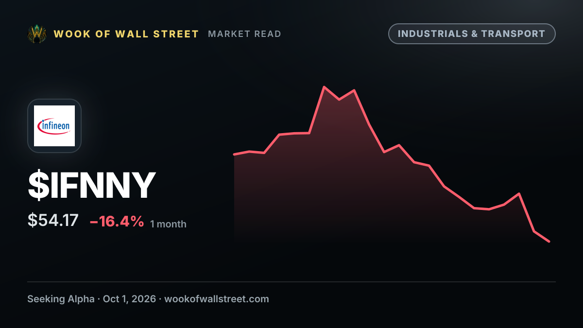 Infineon opens new Thailand manufacturing plant in $1.4B expansion — $IFNNY one-month chart