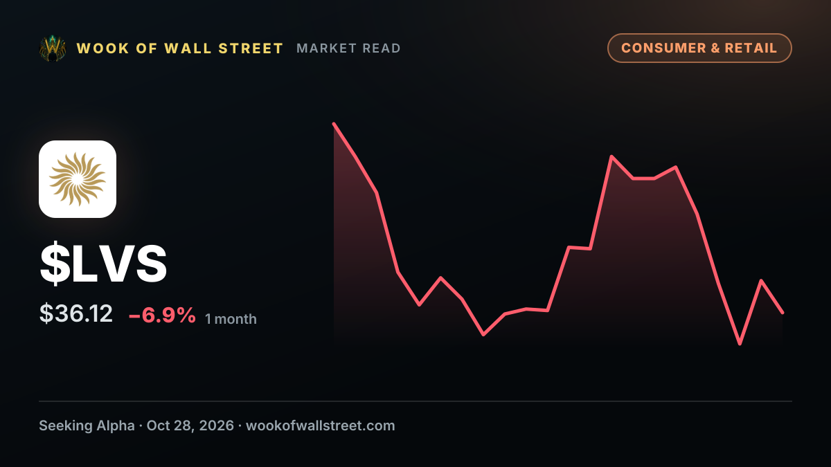 Las Vegas Sands unit prices $1B senior notes to refinance debt — $LVS one-month chart