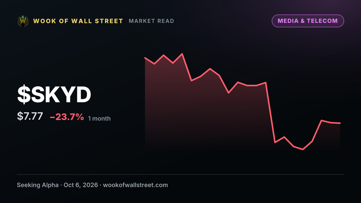 Skydance targets more than $10B of free cash flow by 2030 — $SKYD one-month chart