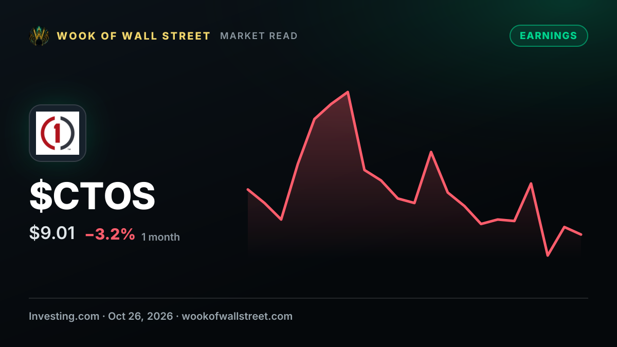 Custom Truck One Source reports in-line Q3 earnings, but fall short on revenue — $CTOS one-month chart