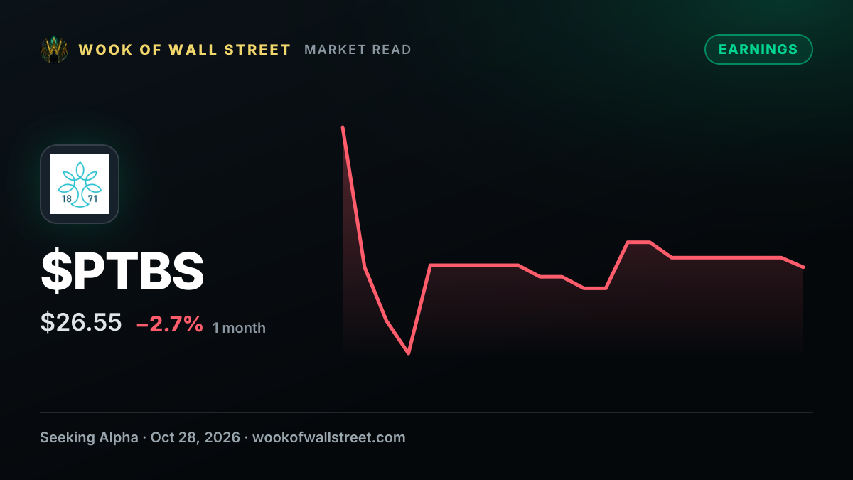 Potomac Bancshares GAAP EPS of $0.63 — $PTBS one-month chart