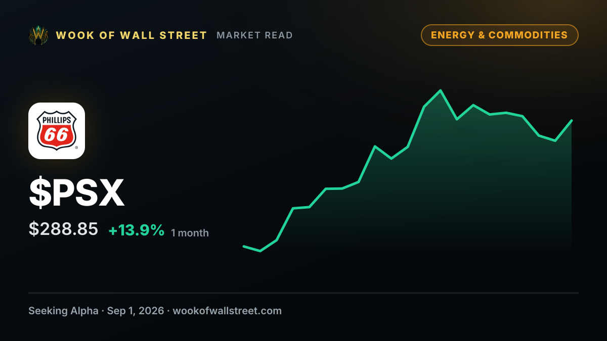 Phillips Edison raises monthly dividend by 6.2% to $0.115 dividend — $PSX one-month chart