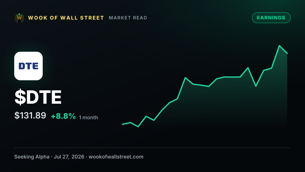 DTE Energy Q2 2026 Earnings Preview — $DTE one-month chart