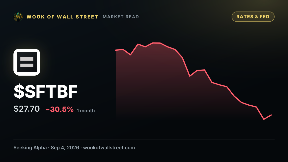 SoftBank prices seven-year ¥1T retail bond at 4.75% — $SFTBF one-month chart