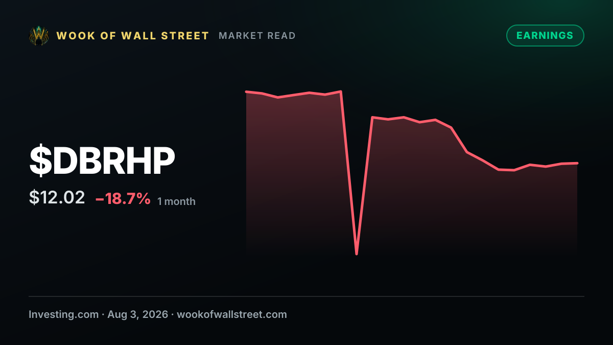 DigitalBridge earnings loom as SoftBank deal nears close — $DBRHP one-month chart