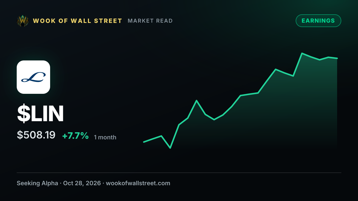 Linde Q3 2026 Earnings Preview — $LIN one-month chart