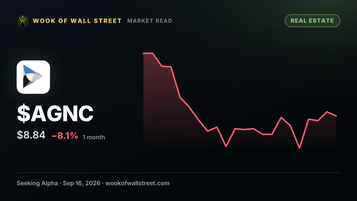 AGNC Investment to join S:&P MidCap 400 Index — $AGNC one-month chart