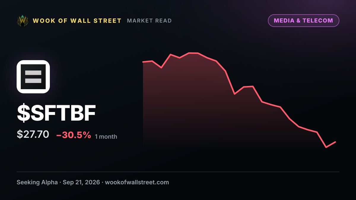 SoftBank seeks over $11B in junk bonds for OpenAI investment: report — $SFTBF one-month chart