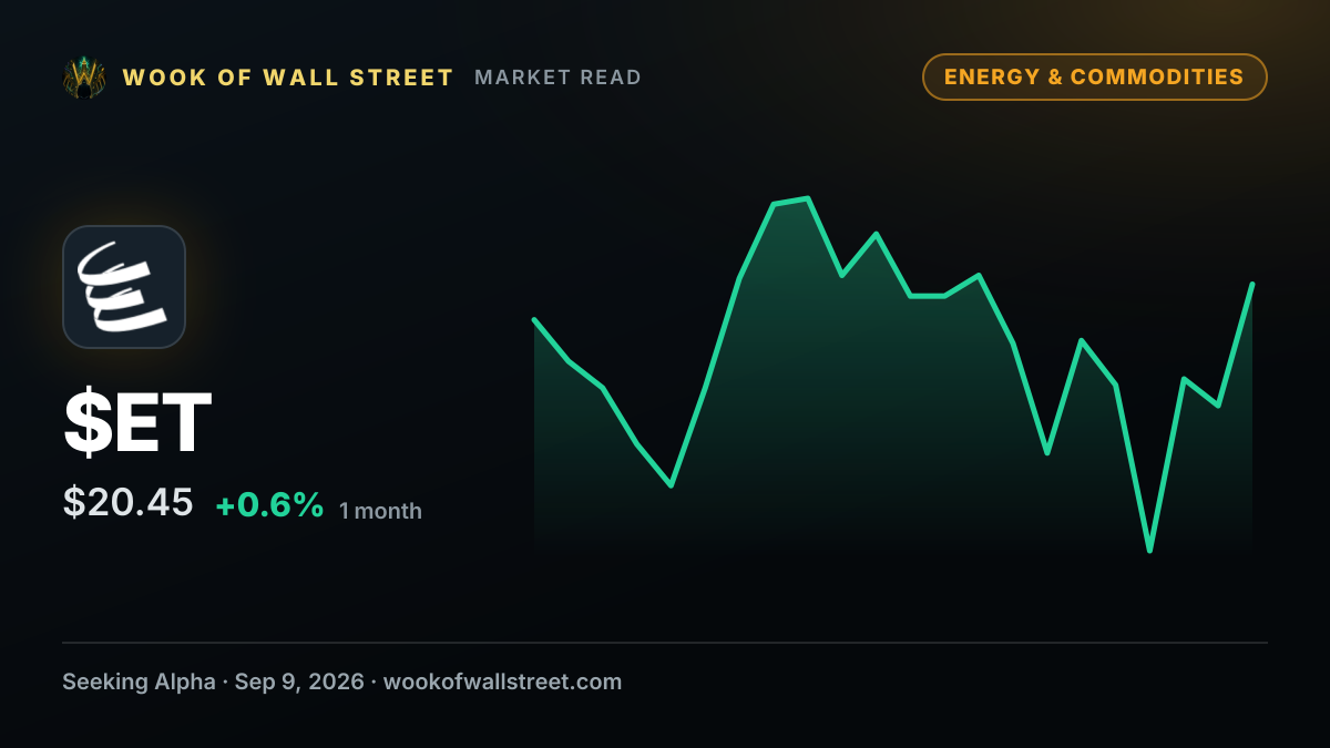 Energy Transfer preparing to switch primary listing to Texas from NYSE - WSJ — $ET one-month chart