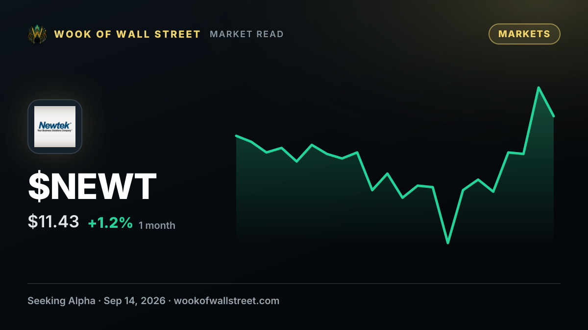 NewtekOne declares $0.19 dividend — $NEWT one-month chart