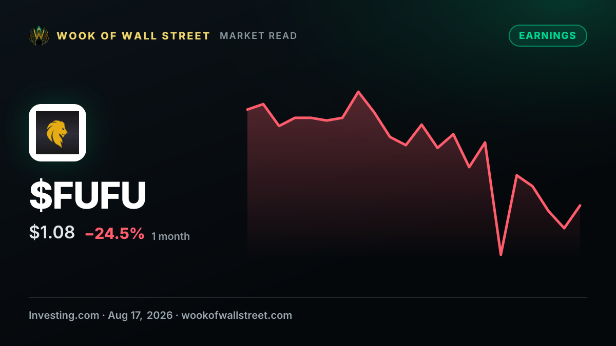 BitFuFu earnings missed by $0.13, revenue fell short of estimates — $FUFU one-month chart