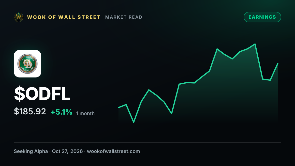 Old Dominion Freight Line Q3 2026 Earnings Preview — $ODFL one-month chart