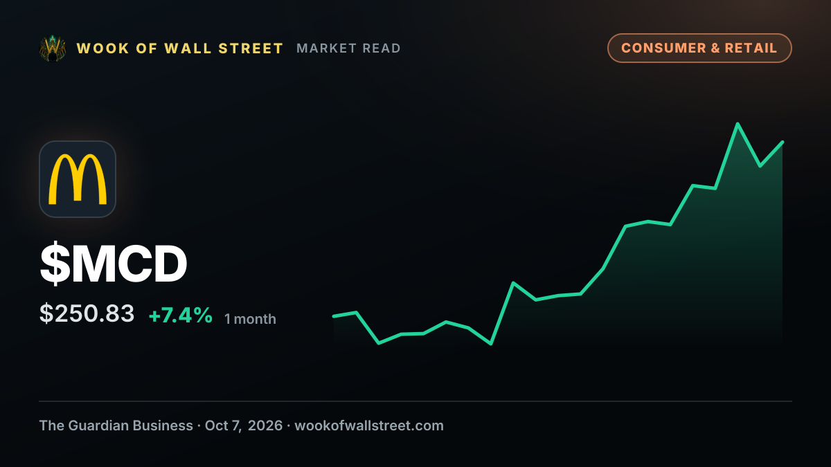 McDonald’s sued for allegedly using AI tool to determine pricing for franchises — $MCD one-month chart