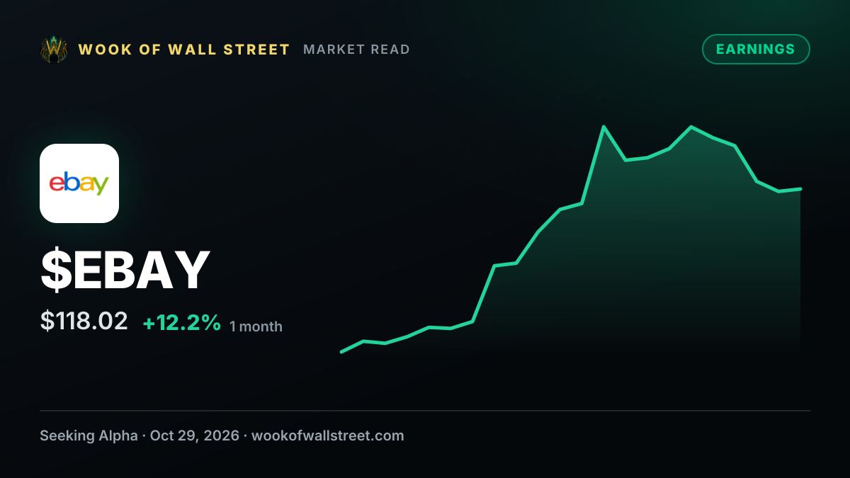 EBay forecasts Q4 GMV $23.7B-$24.1B while cutting workforce by ~9% — $EBAY one-month chart
