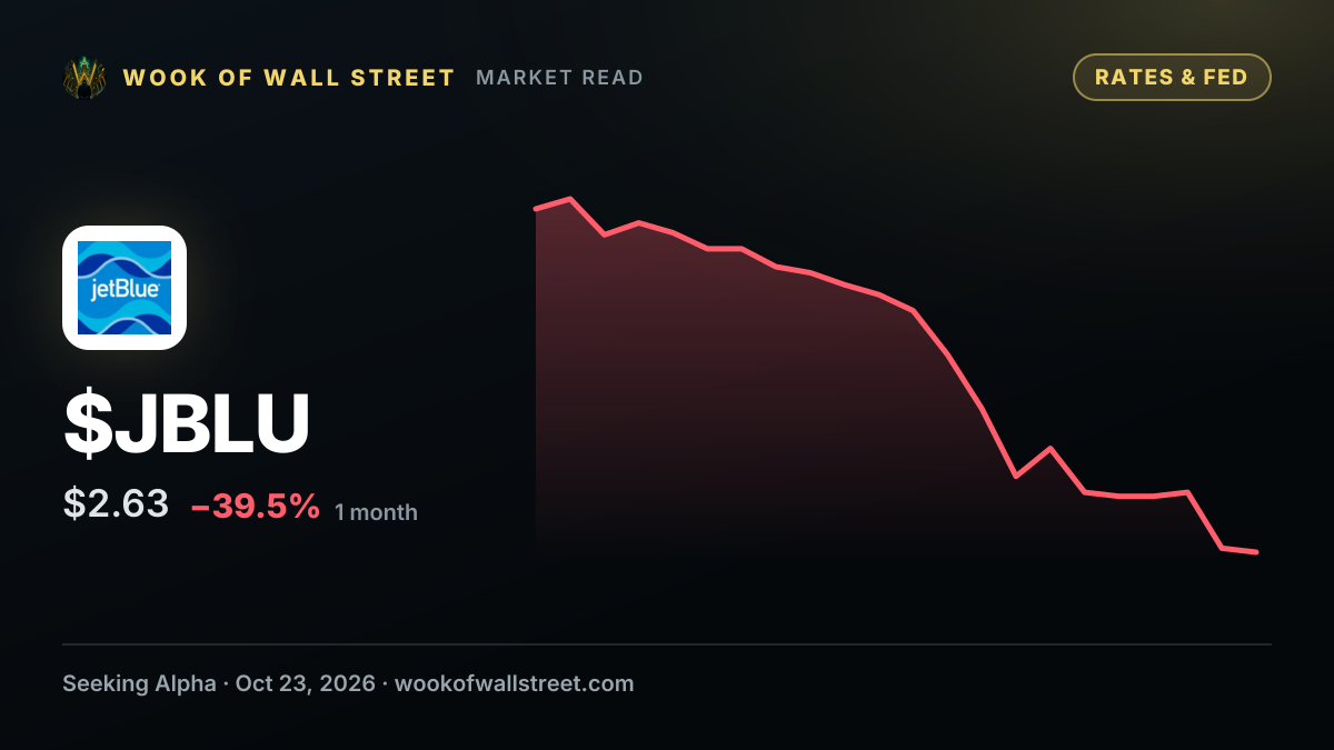JetBlue creditors hire restructuring advisors as bonds, stock drops - WSJ — $JBLU one-month chart