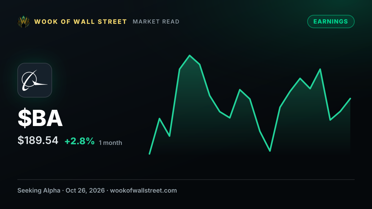 Boeing Q3 earnings preview: Production ramp and cash flow outlook in focus — $BA one-month chart